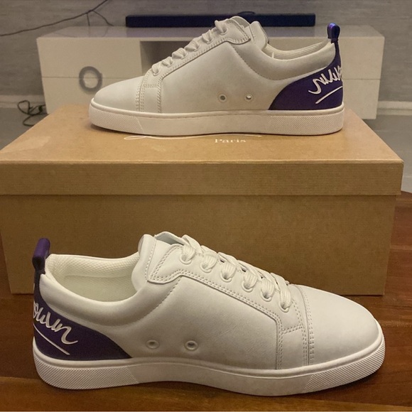 Christian Louboutin White and Purple SneakersSleek Design